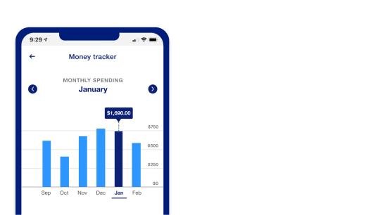 Money Tracker view in the U.S Bank mobile app