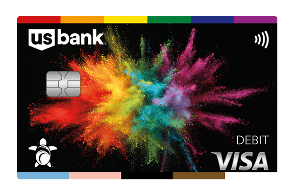 U.S. Bank Visa® Debit Card with Pride design.