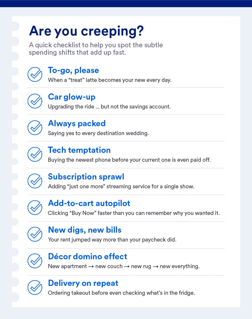 Checklist to help spot lifestyle creep habits