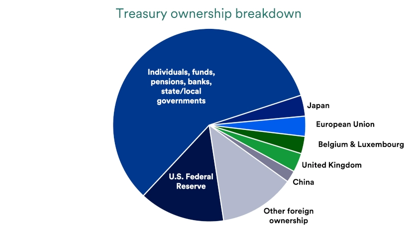 Chart depicts breakdown of ownership of U.S. Treasuries as of July 31, 2026.