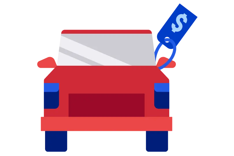 red car with pricetag illustration