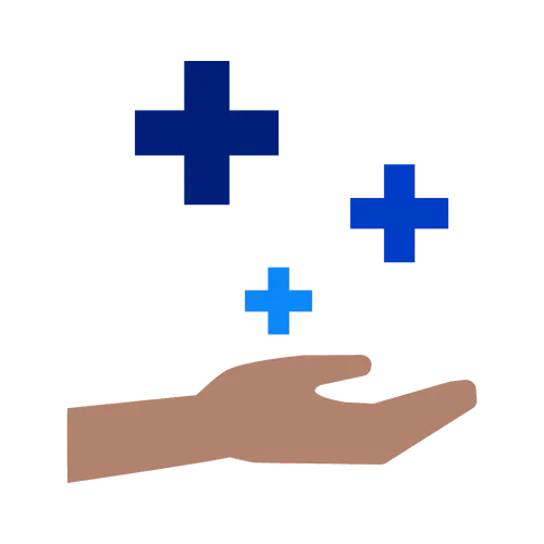 illustration mid hand with plus signs