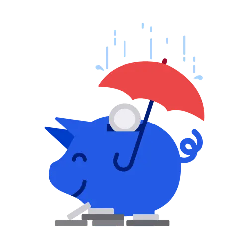 illustration rainy day piggy bank