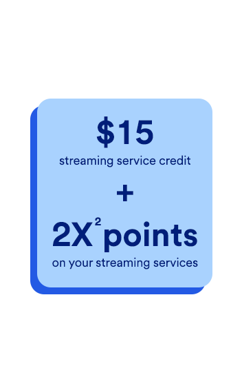 $15 streaming service credit plus 2X points on your streaming services
