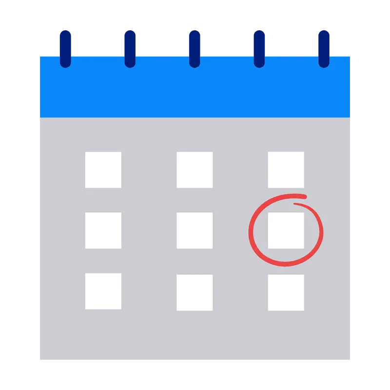 illustration of calendar with a date circled in red
