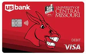 University of Central Missouri Mules Visa debit card
