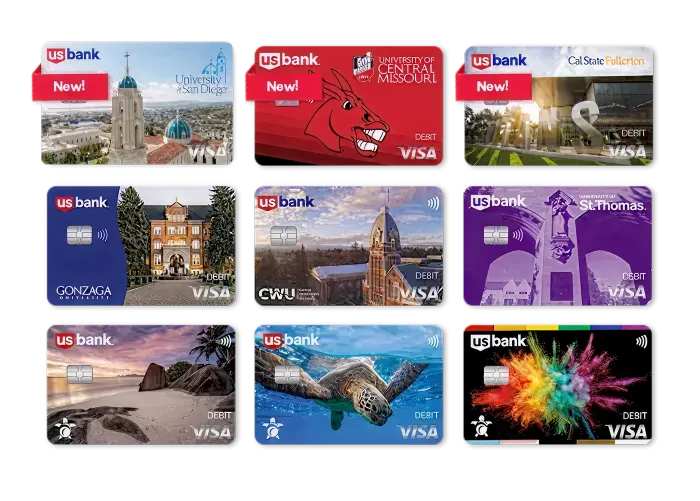 U.S. Bank eco-friendly debit card collage