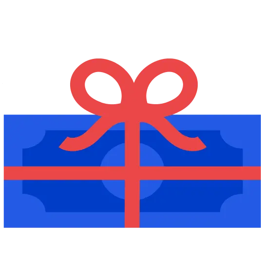 Cash wrapped as a gift