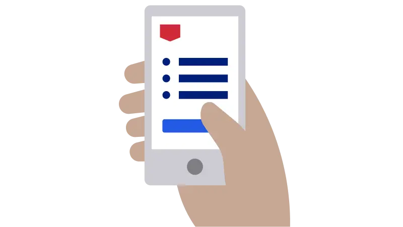 Illustration of hand holding phone