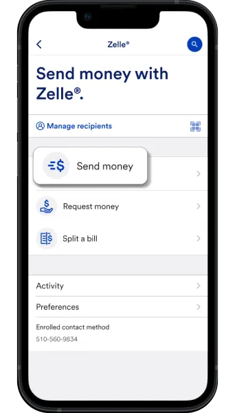 Zelle Send Money mobile app screen