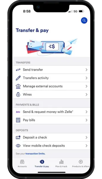 Enroll in Zelle - Get started view