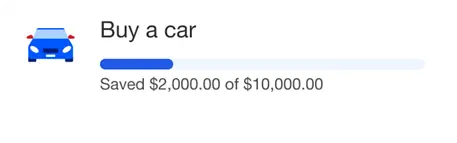 screen shot of a goal from the U.S. Bank Mobile App
