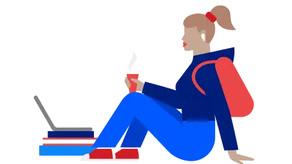 Decorative image of person wearing backpack