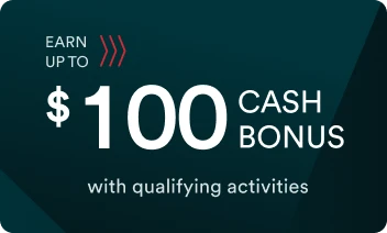 illustration of credit card with text $100 cash bonus with qualifying activities