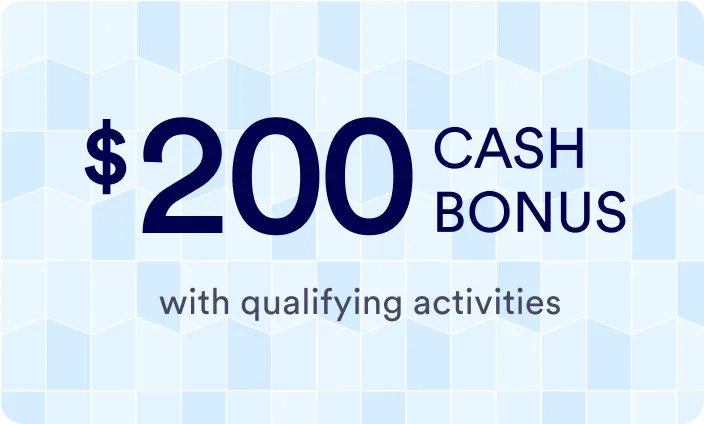 illustration of card with text $200 cash bonus with qualifying activities