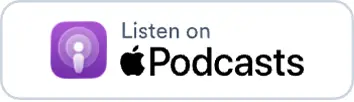 Apple podcast logo with text, listen on Apple Podcasts