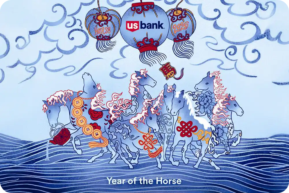 Illustration featuring horses for the Year of the Horse.