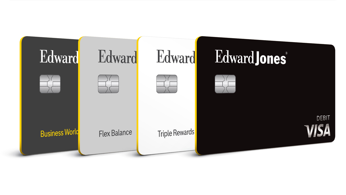 Several Edward Jones-branded cards fanned out