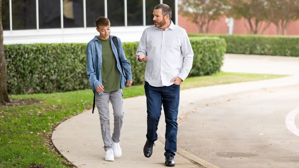 Father talking to son