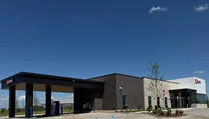 Exterior shot of a bank branch.