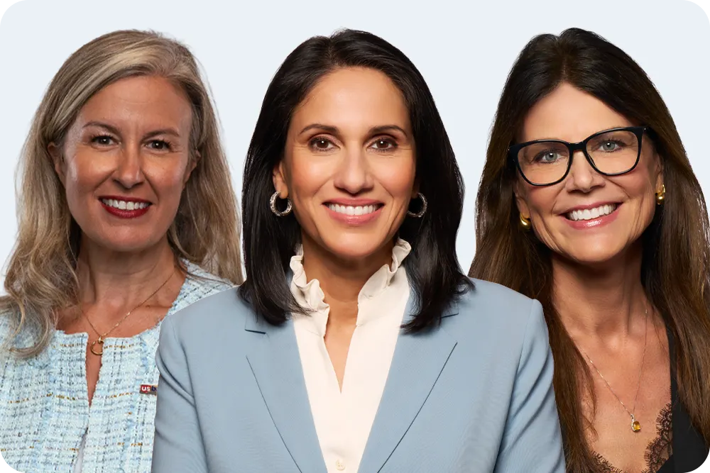 A composite of photos three women.