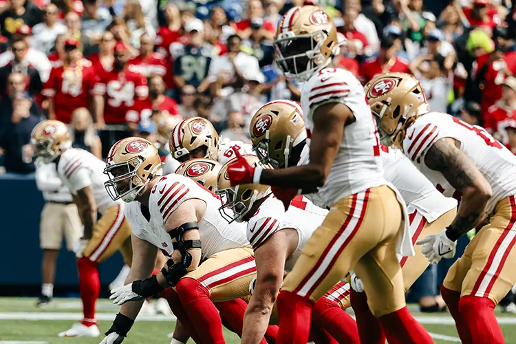 San Francisco 49ers lined up on the field