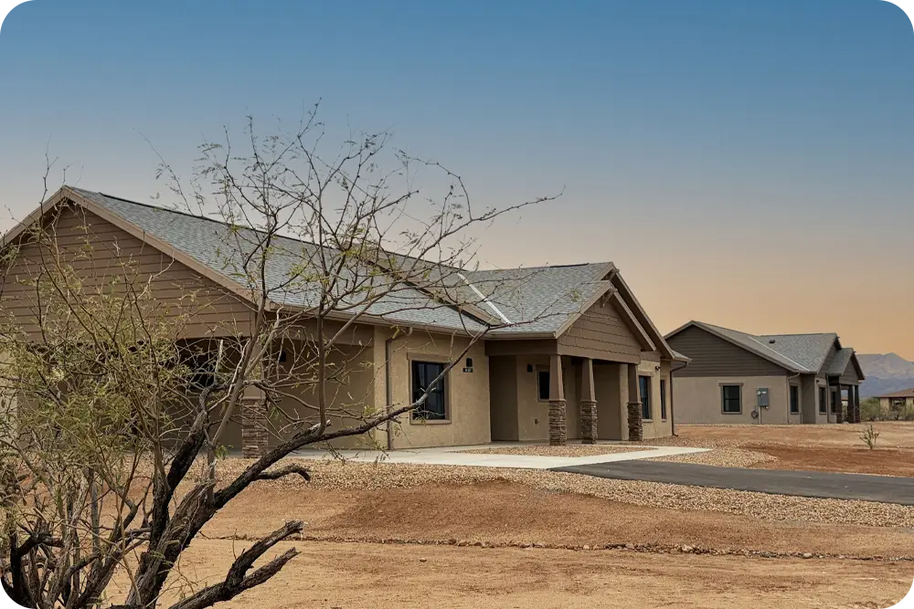 A house in a desert area.