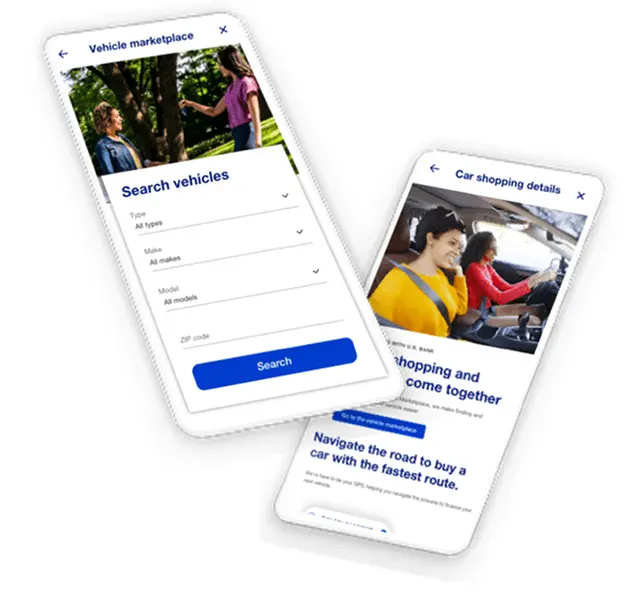 mobile app view showing car shopping in participating dealers