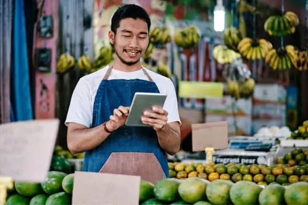 Business owner checking payments