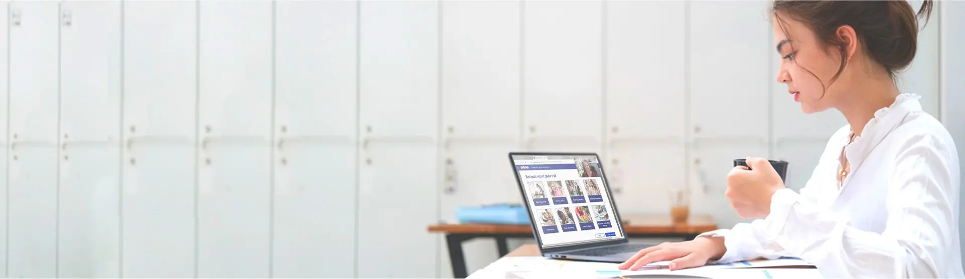Woman working on a laptop computer