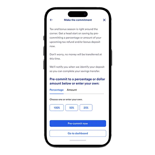 screen shot of precommitment message