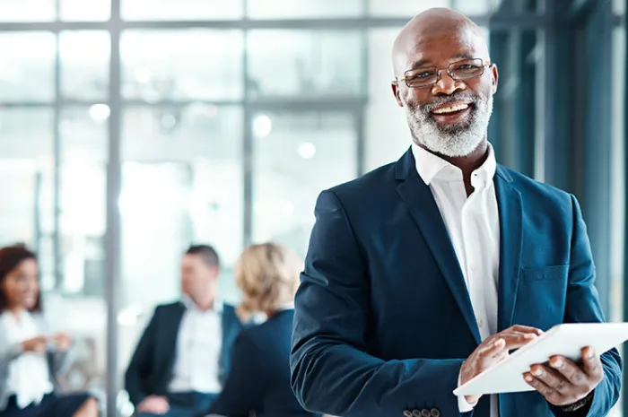 Businessman smiling at camera