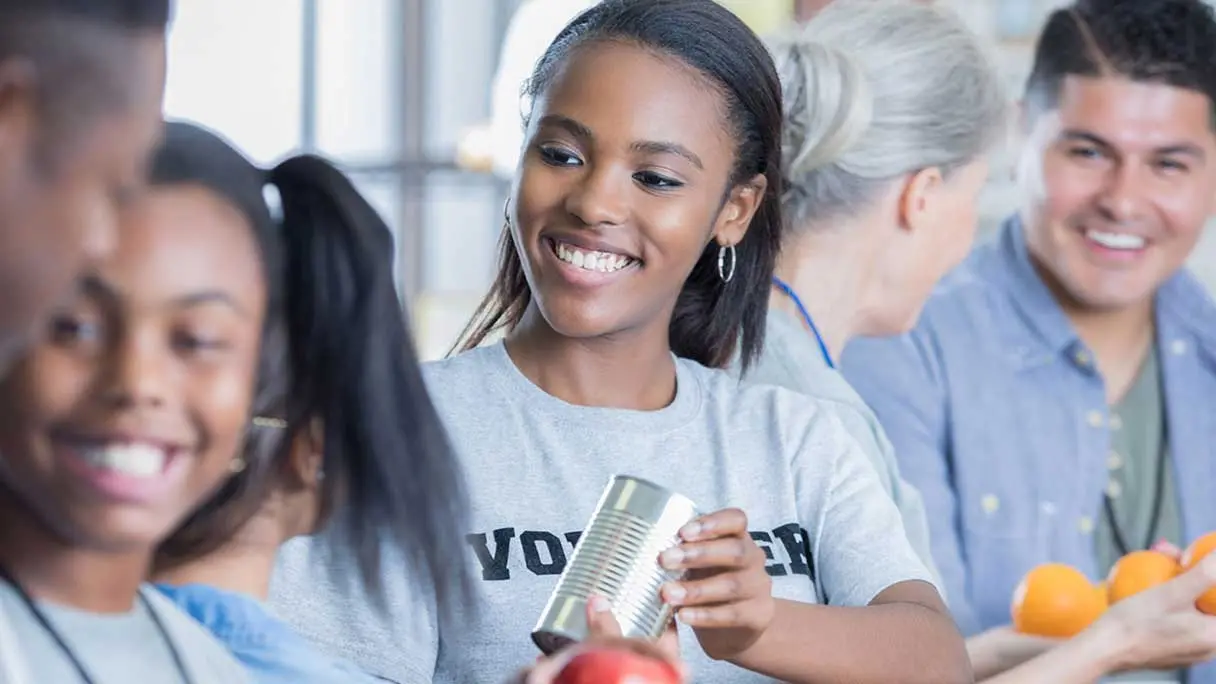 a group of people talking