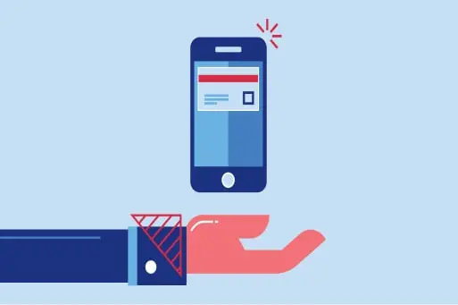 This is an illustration of a hand holding a cell phone