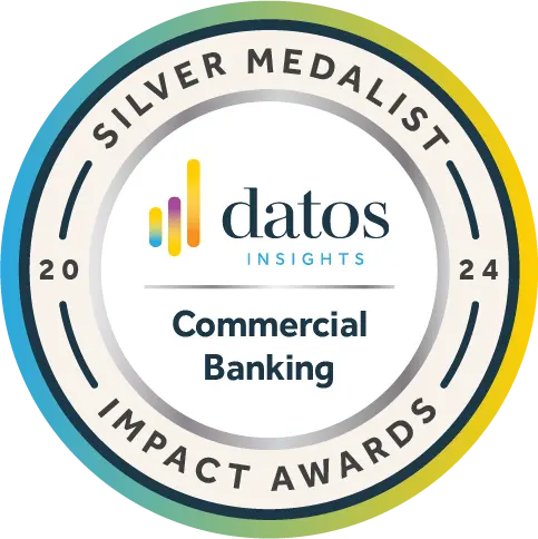Circle that says 2024 Silver Medalist for the Datos Insights Impact Awards