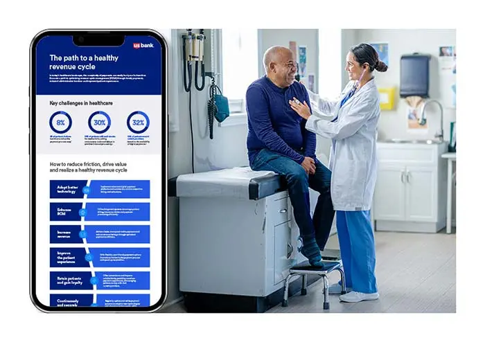 Mobile phone displaying information about the healthcare revenue cycle