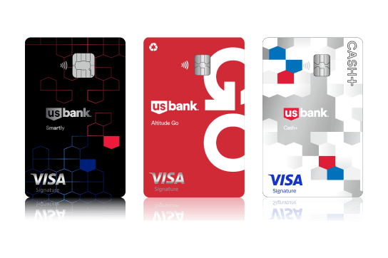 Three U.S Bank credit cards - Smartly, Altitude Go and Cash plus