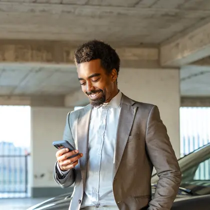 Man looking at his cell phone