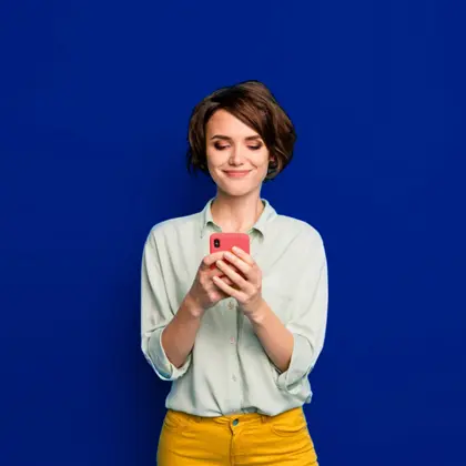 Woman looking at her mobile phone