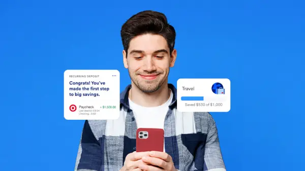 Switch banks and track savings goals in the mobile app