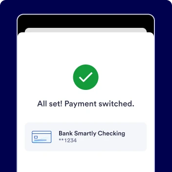 Confirmation of a switched subscription payment seen on a phone