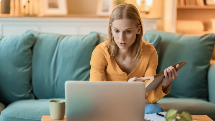Woman looking at a laptop computer