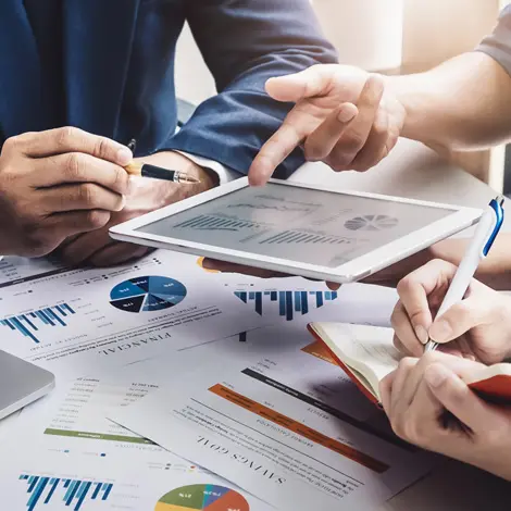 Reviewing asset strategies on a tablet computer