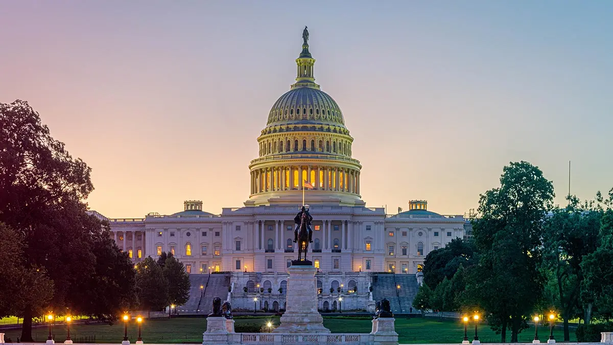U.S. Capitol building at dusk