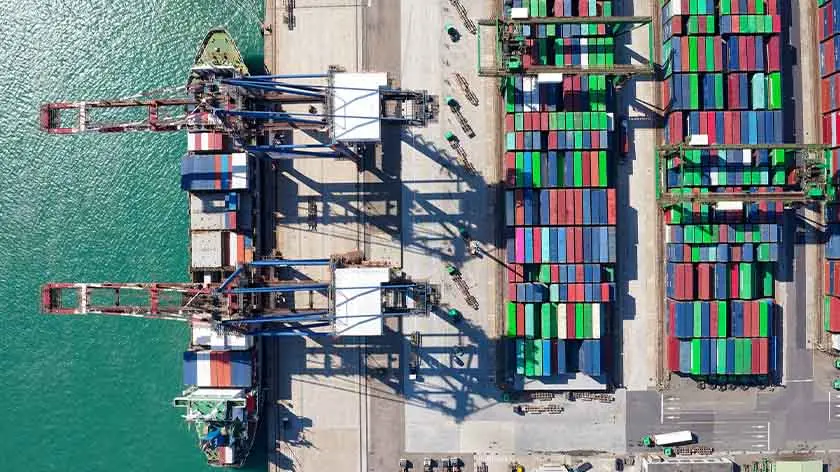 Aerial view of cargo loading