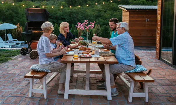 family gathering in backyard