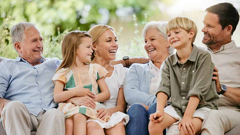 Family on sofa