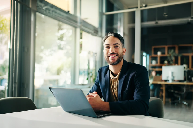 Photo of male customer in office