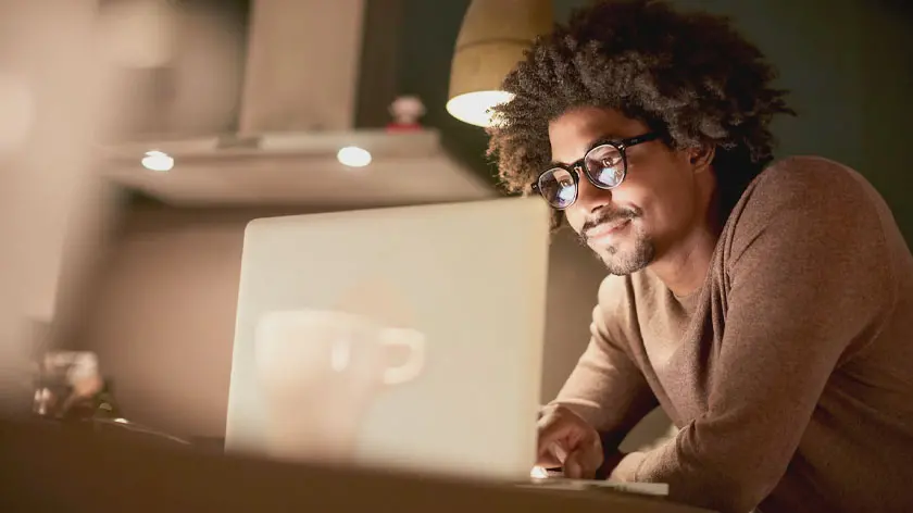 self-employed man reviewing retirement account options