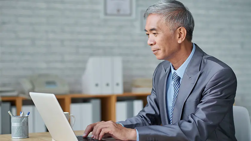 Man working on laptop